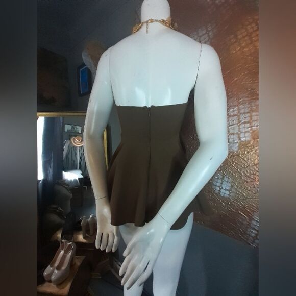 Zara Strapless Mocha Brown Peplum Top - Picture 2 of 11